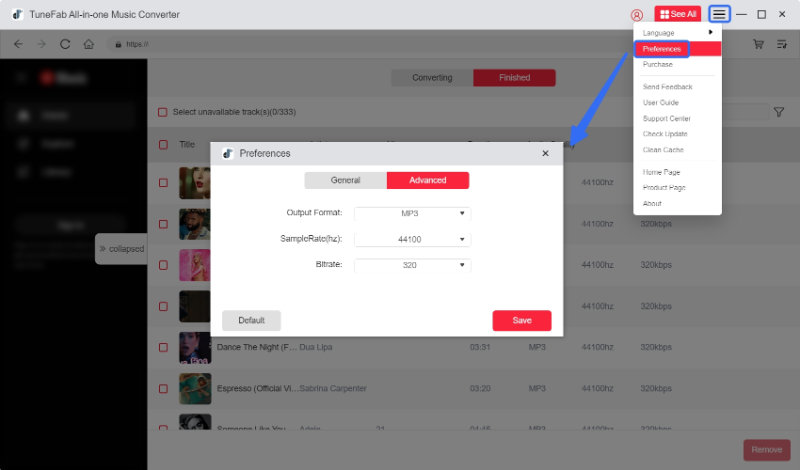 Ajustar Configurações Avançadas de Saída