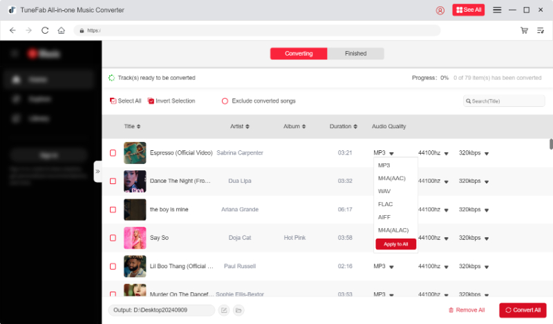 Escolher o formato de saída do Deezer