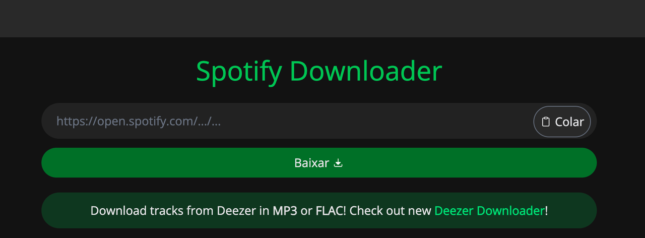 Interface do Spotify Downloader Online