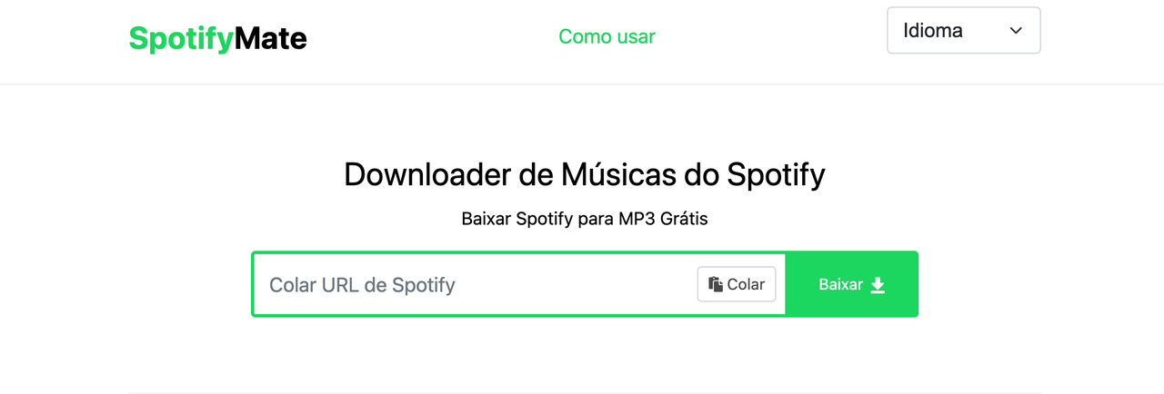 Interface do SpotifyMate