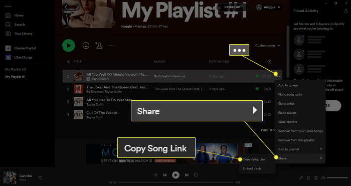 Copiar ligação do Spotify Music