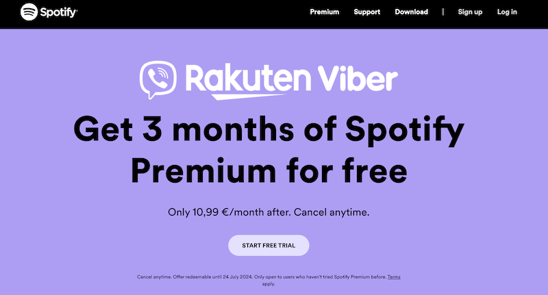 Obter Spotify Premium Grátis Rakuten Viber