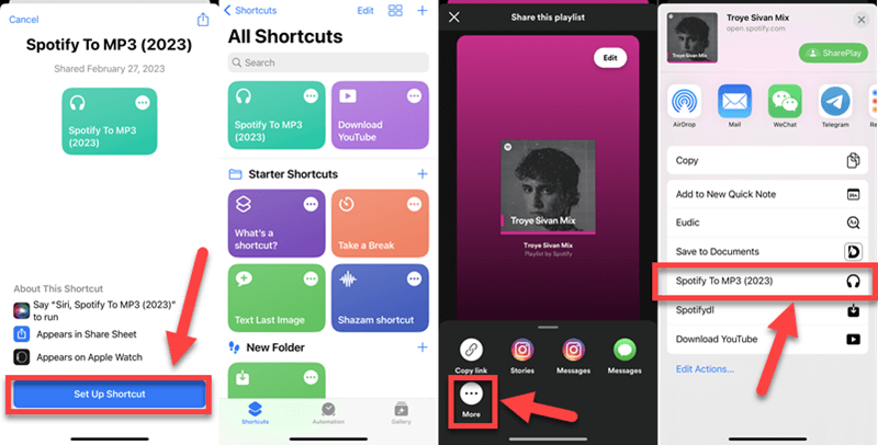 Baixar Músicas do Spotify via Spotify para MP3 Shortcut