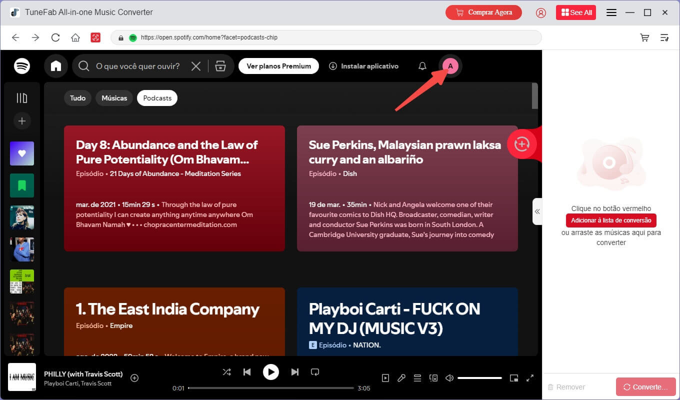 Fazer login no Spotify Music