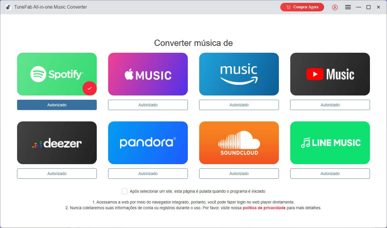 Seleção de plataforma no TuneFab All-in-One Music Converter