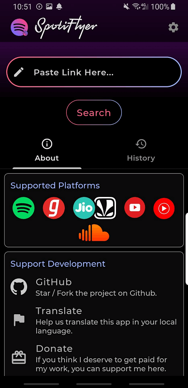 Interface SpotiFlyer